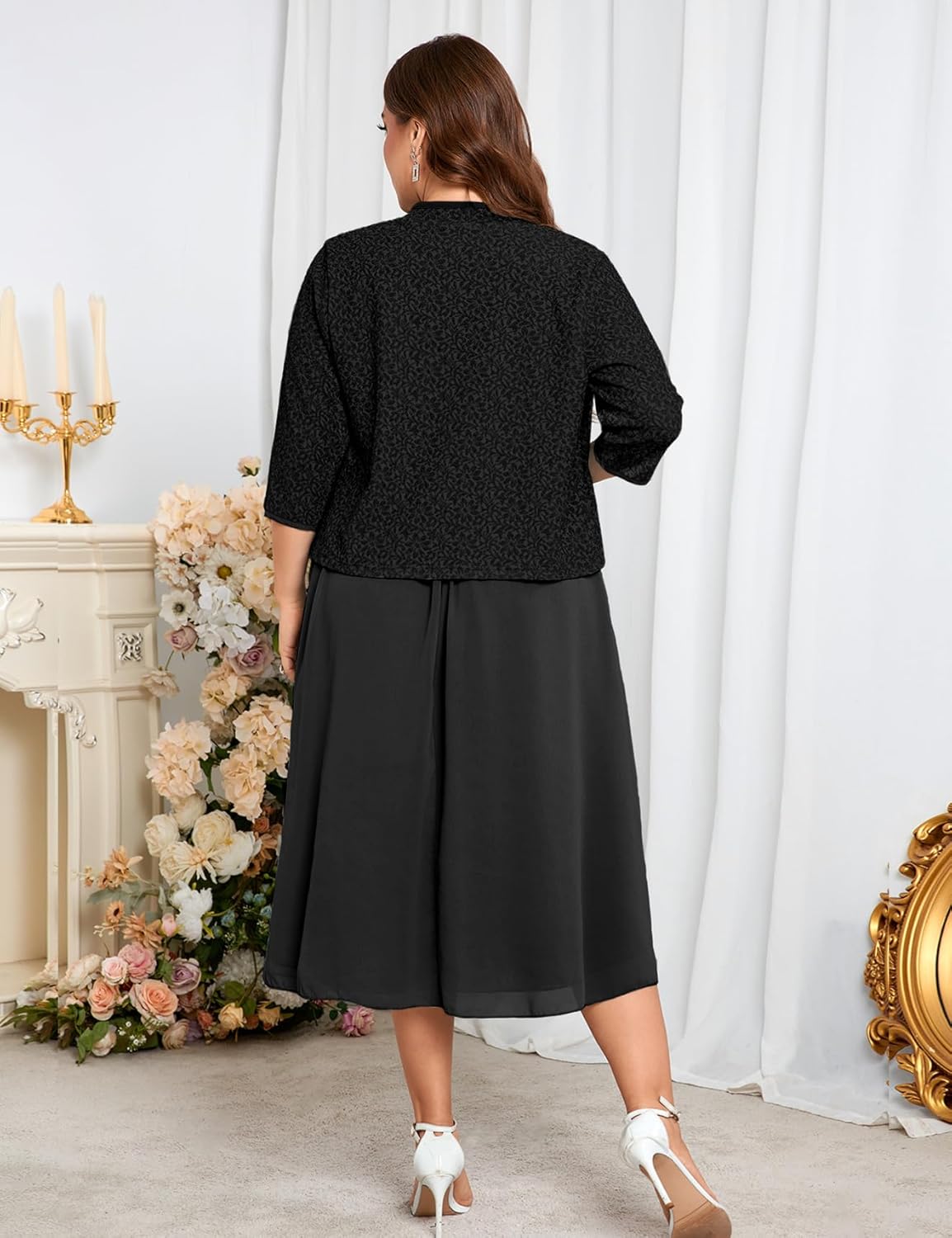 Plus Size Sparkly Mother of The Bride Dresses with Jacket 2 Piece