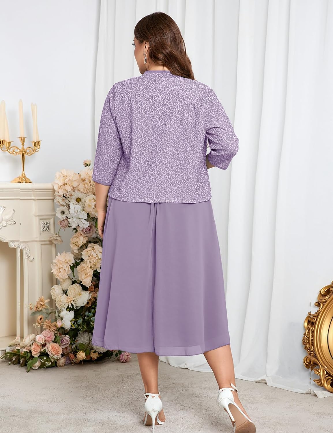 Plus Size Sparkly Mother of The Bride Dresses with Jacket 2 Piece