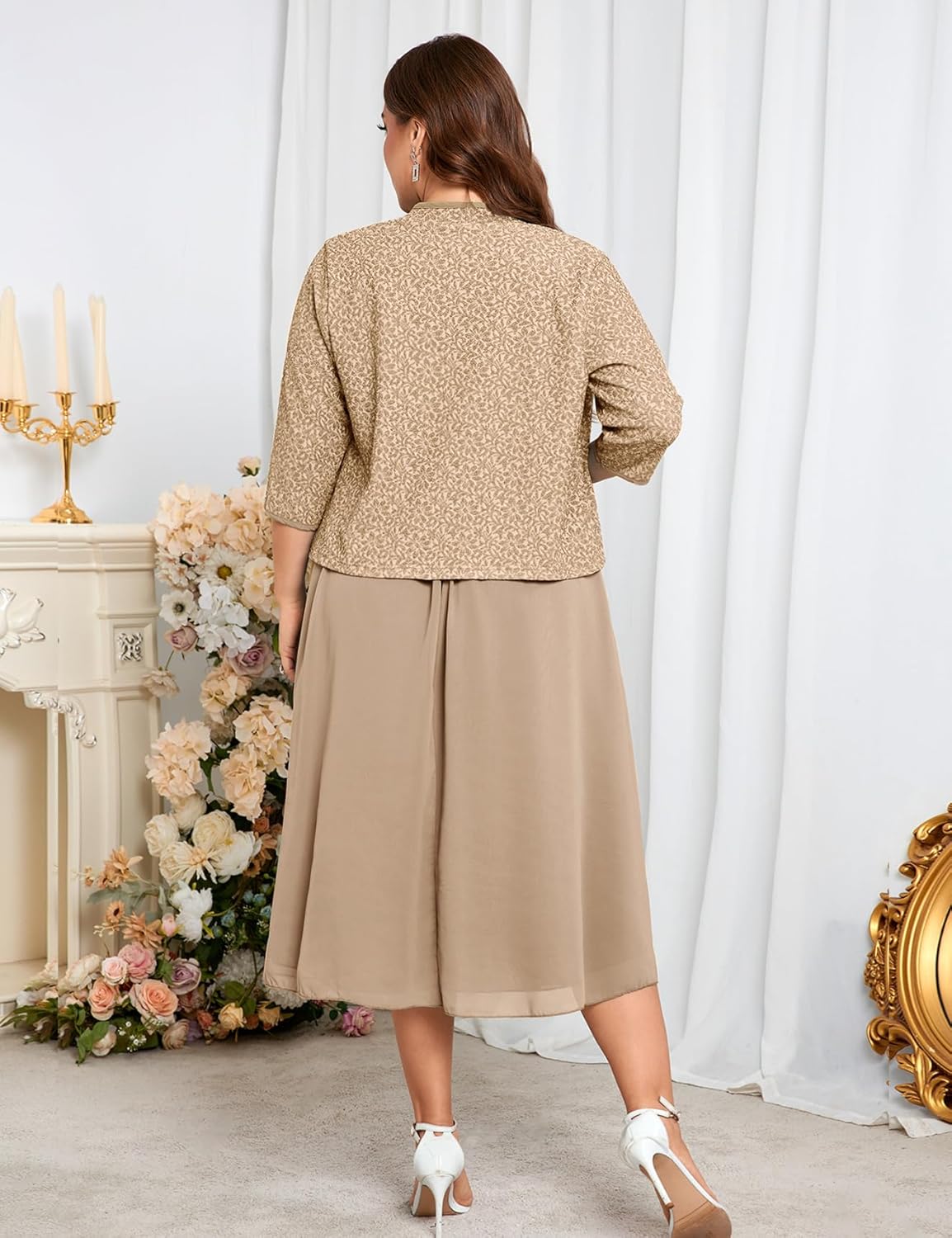 Plus Size Sparkly Mother of The Bride Dresses with Jacket 2 Piece