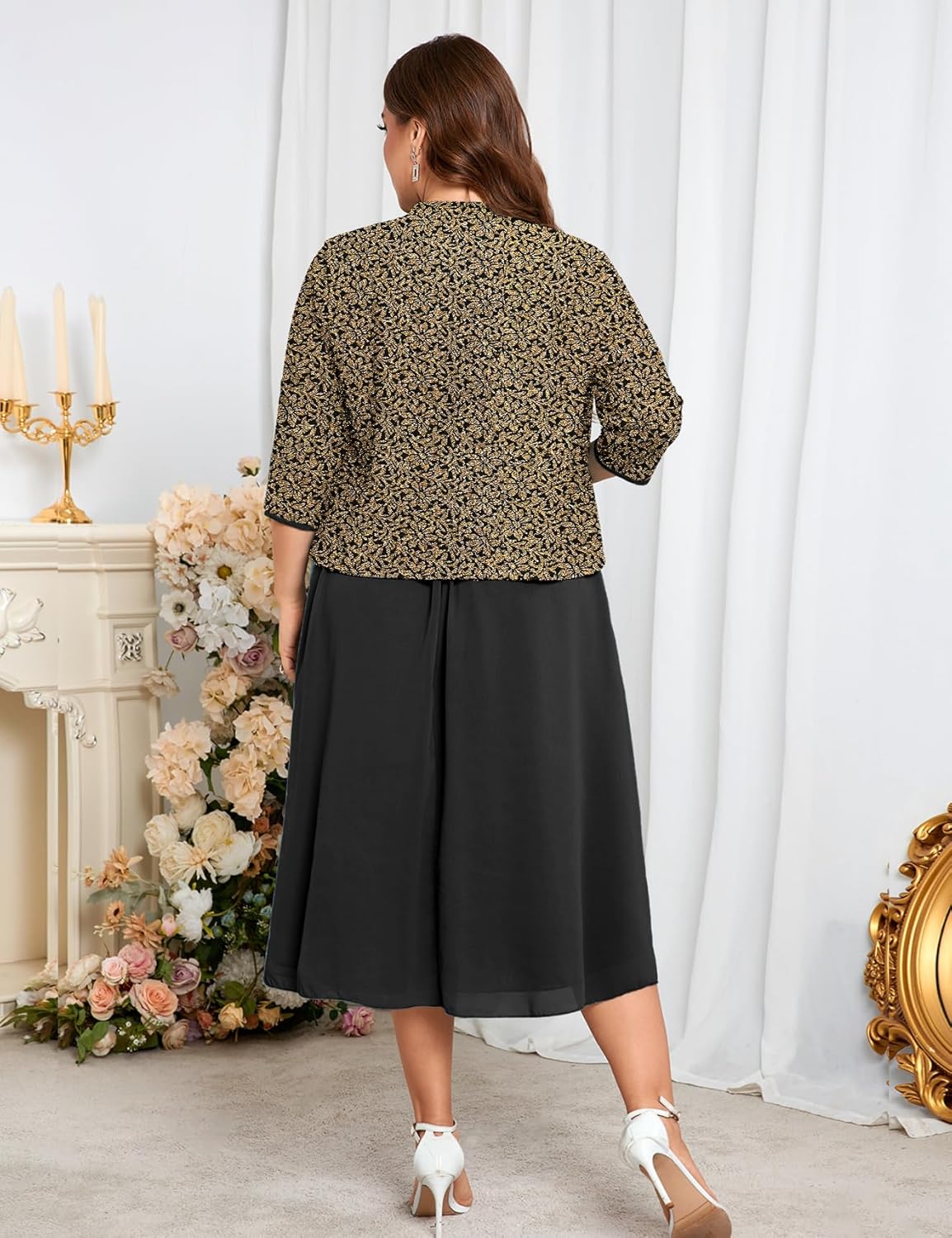 Plus Size Sparkly Mother of The Bride Dresses with Jacket 2 Piece