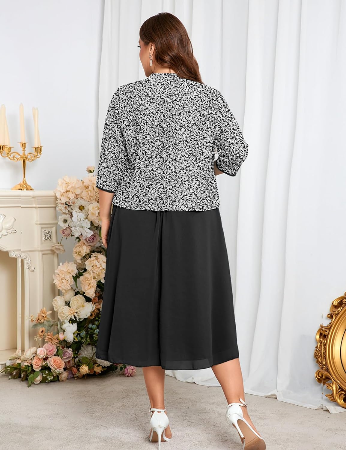 Plus Size Sparkly Mother of The Bride Dresses with Jacket 2 Piece
